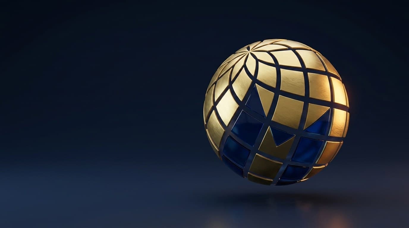 The Mastercopy orb as a gold and glass artifact